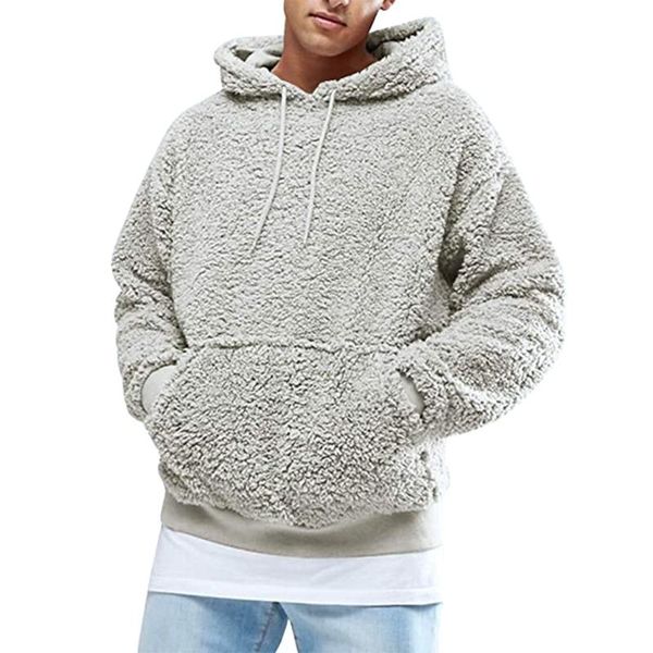 

men's jackets 831a men winter thicken plush long sleeve sweatshirt drawstring hoodie pocket top, Black;brown