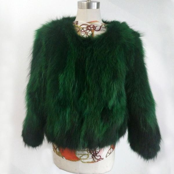 

women's fur & faux 2021 fashion real raccoon jacket women natural true coat factory outlet wholesale waistcoat dsr18, Black