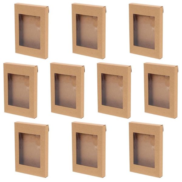 

gift wrap 10pcs kraft boxes cookie cake craft storage with clear window