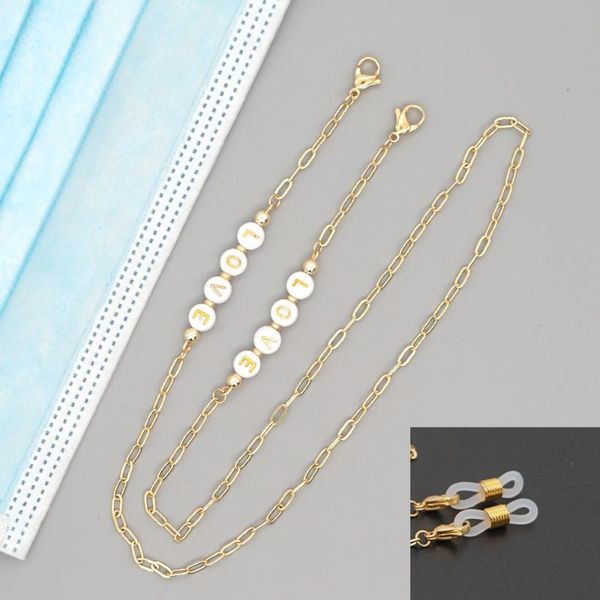 

chains shinus mask chain for women love letter necklace trendy gold plated metal necklaces jewelry masks lanyard sunglasses, Silver