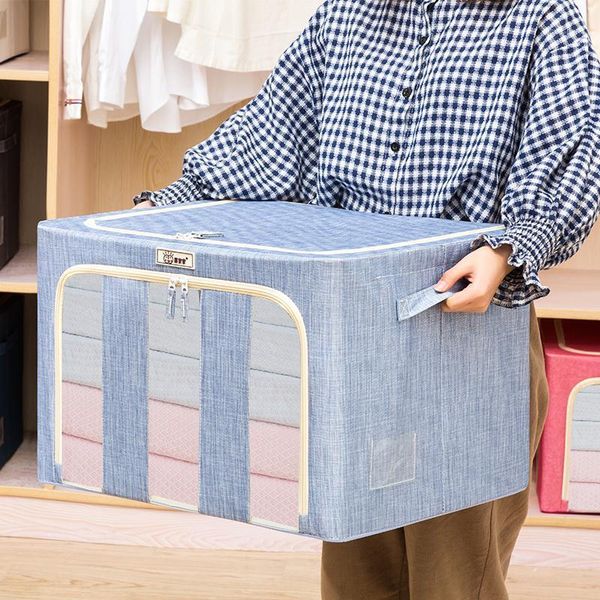 

storage bags modern box with steel frame closet organizer waterproof oxford fabric blanket bag 66l folding1