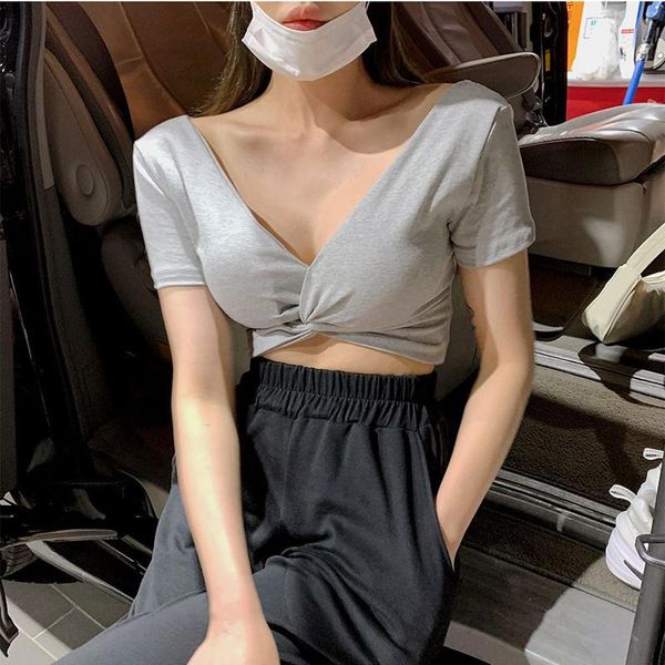 

2021 new fashion design casual slim short bottoming shirt top, White