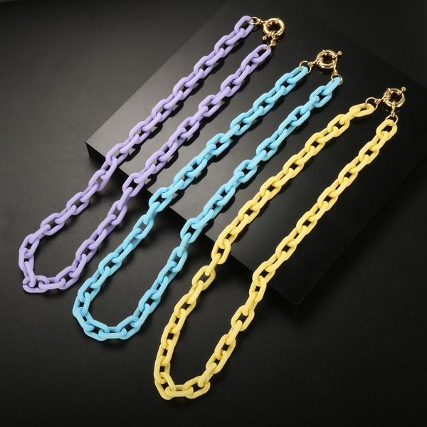 

chokers minimalist acrylic link chain necklace fashion fresh colorful choker for women cute jewelry gift, Golden;silver