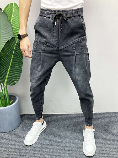 

new autumn winter social spirit, boy pants, men's haren pants, quick hands, kwai pants, personality, micro jeans, Blue