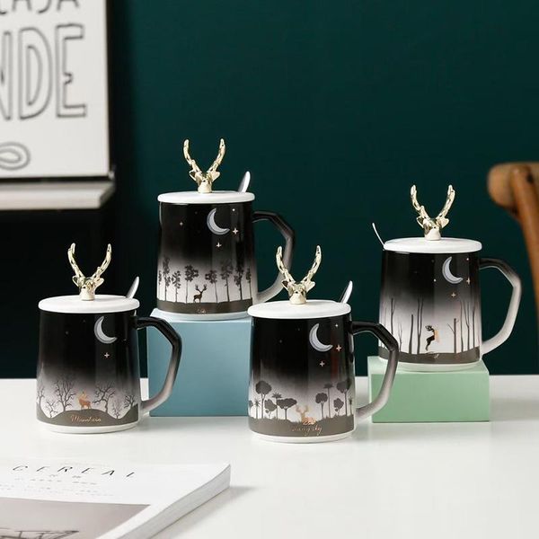 

mugs creative ceramic mug antlers large capacity planet drinking cup coffee cups teacup drinkware