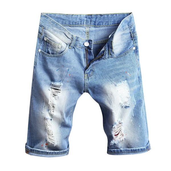 Herren Shorts Sommer Jeans Casual Taschen Hosen solide kurze Männer losen Herrenloch Running Bermudas