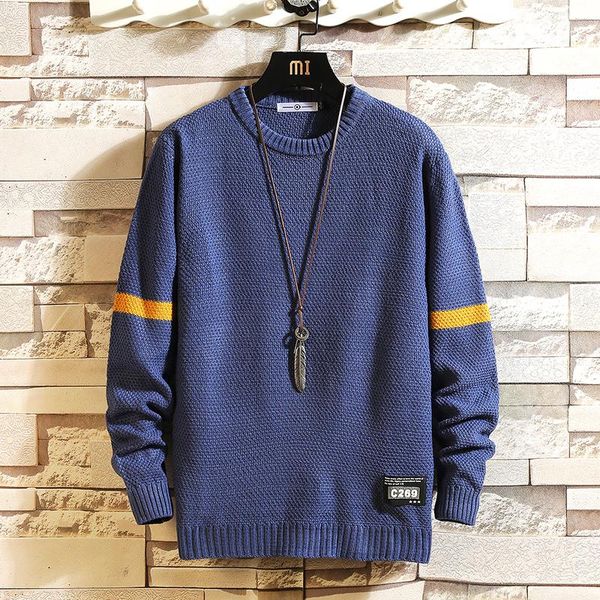 

2021 new sweaters men's black blue long sleeves autumn winter pullover knitted o-neck plus oversized 3xl 4xl 5xl, White;black