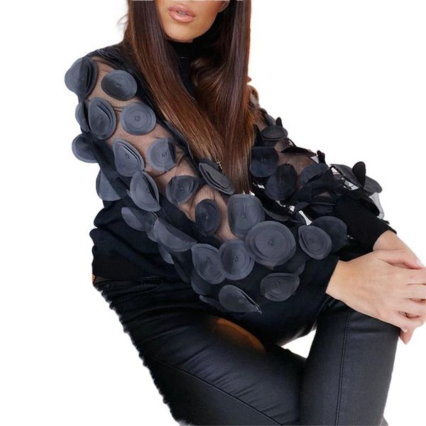

women mesh tulle ruffle puff long sleeve blouse shirt ladies casual summer female costume streetwear fashion new sale, White