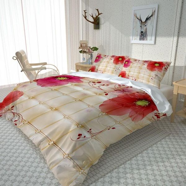

bedding sets modern fashion red plaid flower home textiles single bed double duvet cover pillow case sheet boy girl set