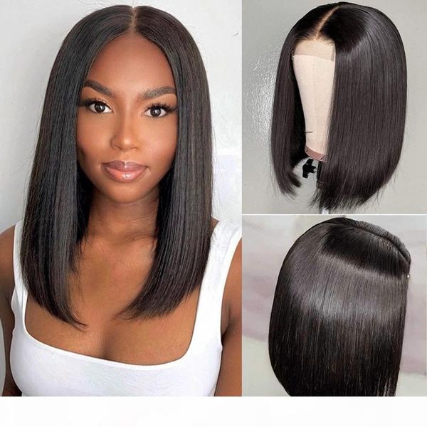 

ishow 2x6 bob human hair lace front wigs brazilian virgin hair straight human hair wigs for women pre plucked swiss lace closure wig, Black;brown