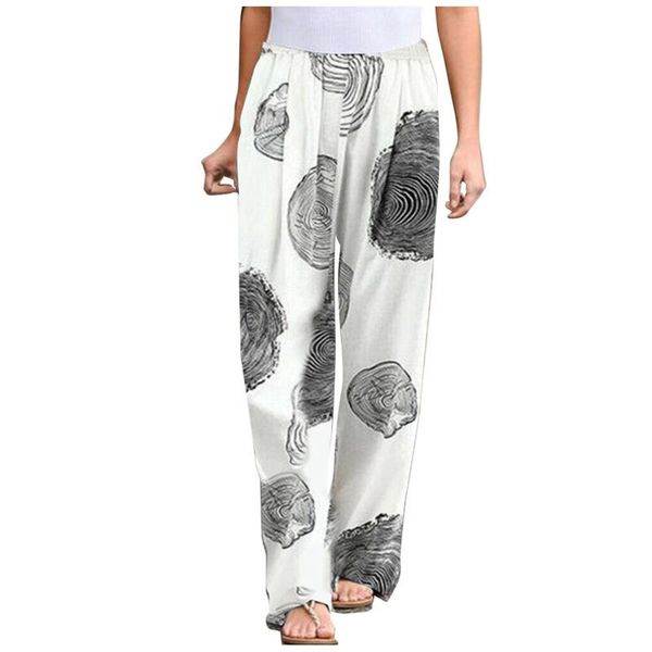 

women's pants & capris women casual loose elastic waist wide leg printed long, Black;white
