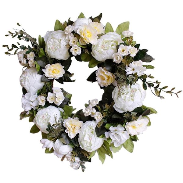 

decorative flowers & wreaths artificial flower peony wreath - all seasons front door decor with and green leaves, for wall garden wedding