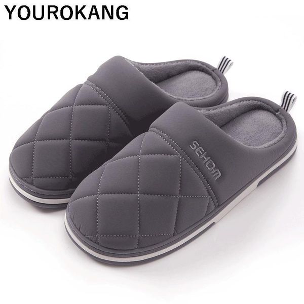 

slippers winter men home indoor bedroom warm plush male 2021 arrival couple household cotton shoes non-slip furry, Black