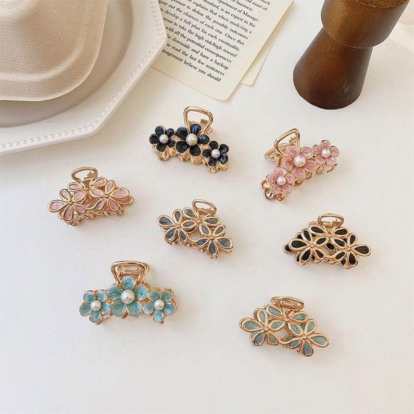 

hair accessories women girls pearls colorful hairpin metal flower sweet ornament fashion oh1984
