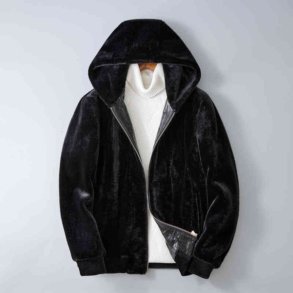 

men's wool & blends youth hooded sable patchwork jacket casual coat winter menswear men's style odix, Black