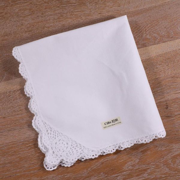 

table napkin n042-20 : 12 pieces white cotton hand crochet lace dinner napkins