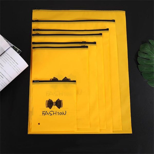 

clothing & wardrobe storage 1pcs yellow matte zipper bag plastic clothes socks underwear packaging gift organizer