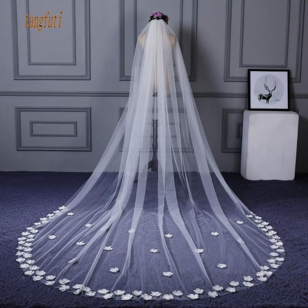 

bridal veils ivory veil petals handmade one layer soft tulle 3m*3m long bride wedding with comb, Black