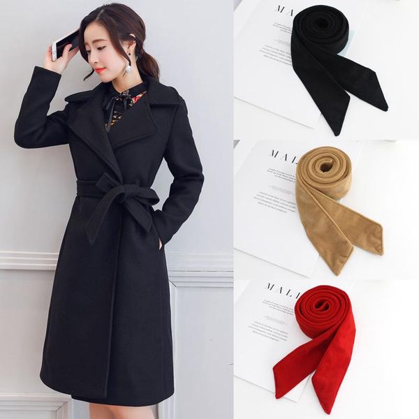 

belts 2021 belt women round buckle woolen waistband girdle fashion brand design coat decoration ladies windbreaker waist straps, Black;brown