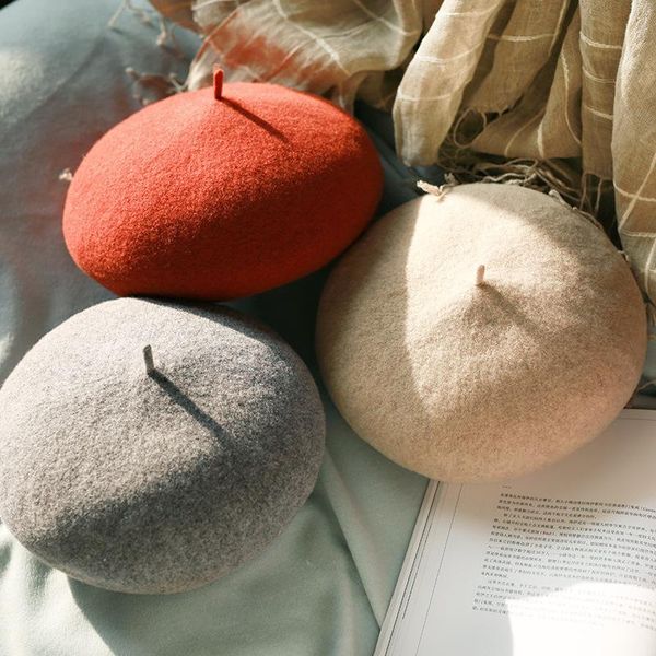 

beanie/skull caps 2021 korean hat winter warm wool painter custom japanese outdoor leisure women's beret beanies for women, Blue;gray