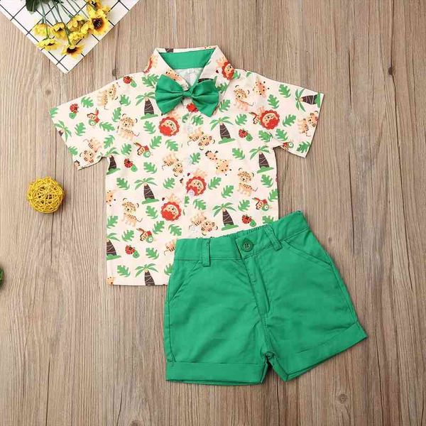 

baby childrens clothes toddler kids boy gentleman formal suit lions tee shirt short pants clothing, White