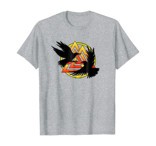 

mystical valknut and odin's ravens nordic valhalla t-shirt, White;black