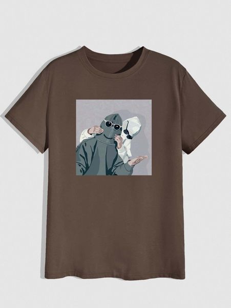 

romwe guys figure graphic tee c8x4#, White;black