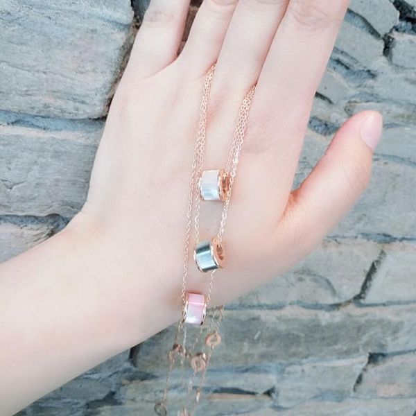 

pendant necklaces rose gold titanium steel necklace, mbe ring clavicle necklace, no fading and no allergy, Silver