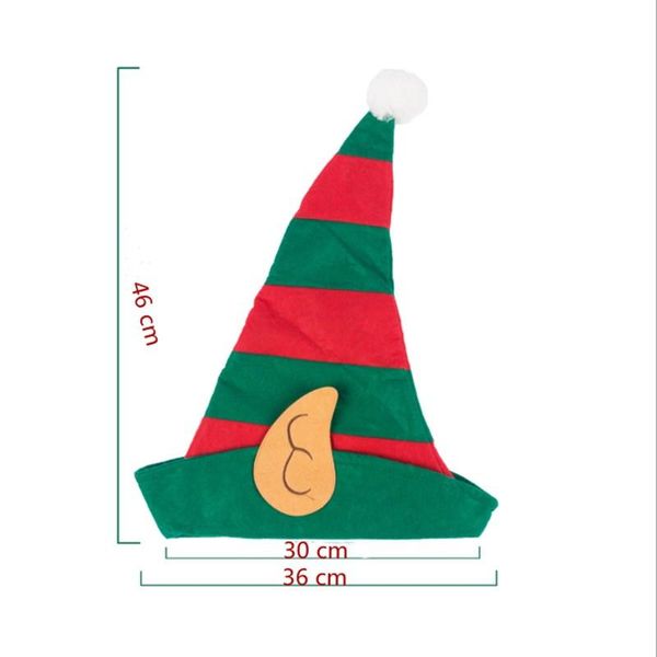 

christmas decorations santa hat elf clown ears red and green striped party