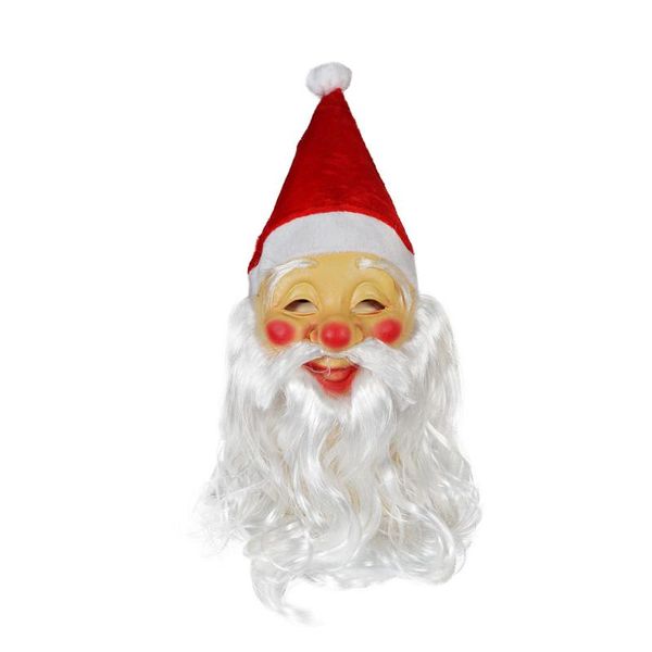 

party masks christmas latex mask smiling lovely santa claus white beard carnival cosplay
