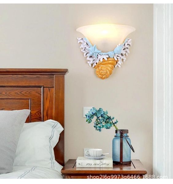 

wall lamp conch resin retro children cute living room study bedroom aisle corridor bedside