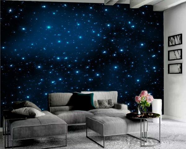 Parlak Yıldızlar 3D Duvar Kağıdı 3D Duvar Kağıdı Gökyüzü Oturma Odası Yatak Odası Wallcovering HD 3D Modern Duvar Kağıdı