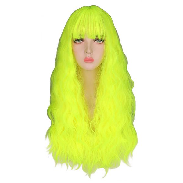 

wig corn perm small hair female orcent green long curly wig, Black