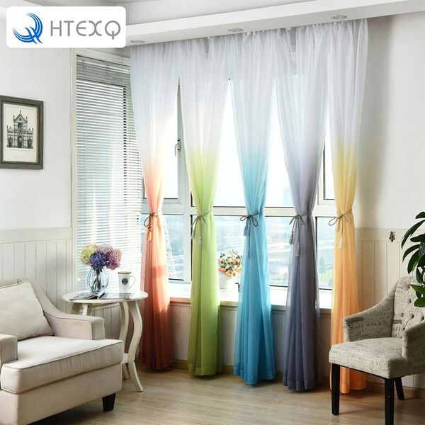 

curtain & drapes htexq modern wedding decoration tulle curtains bedroom gradient ramp yarn sheer window living room
