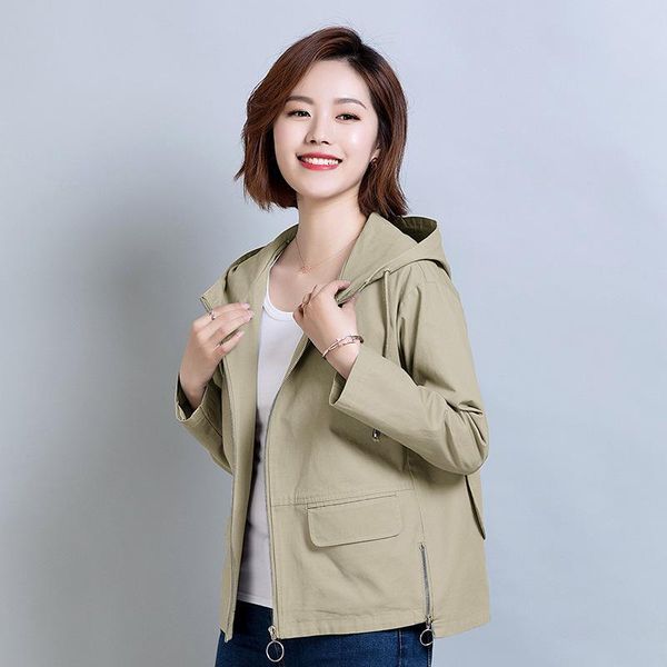 

women's jackets mother loaded autumn 2021 loose hooded jacket casual wild ladies short coat, Black;brown
