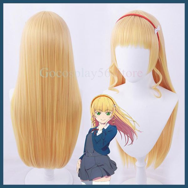 

other event & party supplies heanna sumire cosplay wig red headwear lovelive superstar liella blonde golden long straight heat resistant