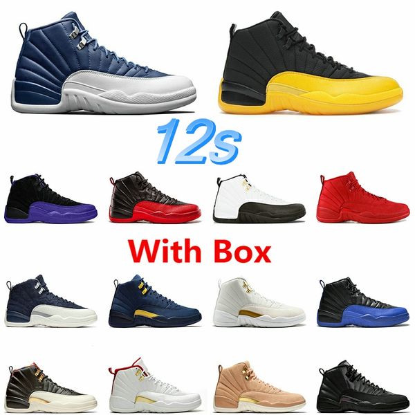 Uomo 12 scarpe da pallacanestro BG francese bordeaux scuro concord deep reale fiba fluid gioco reale gamma università blu gym rossa indigo playoff reverse taxi taxi 12s XII