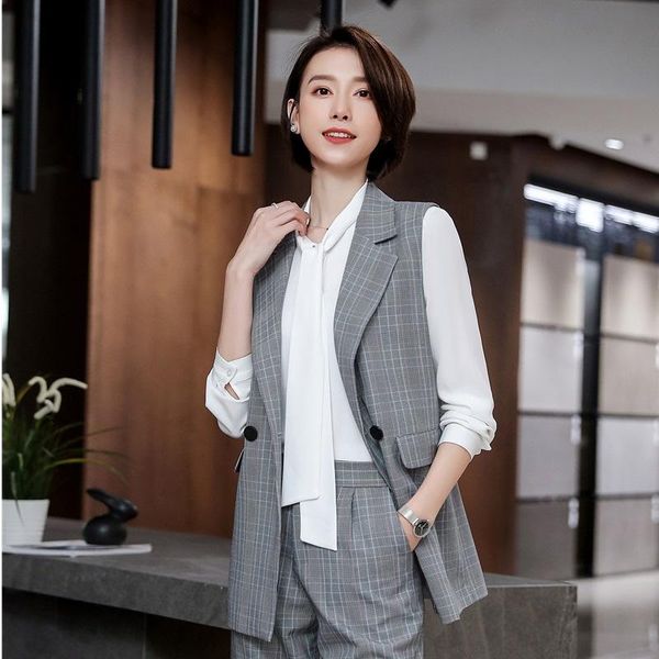 

women's vests fashion plaid formal ol styles women vest & waistcoat for business work wear female clothes 2021 spring summer, Black;white