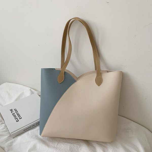 

evening bags fashion women handbag large capacity pu leather shoulder bag panelled color elegant casual tote travel clutches all-match