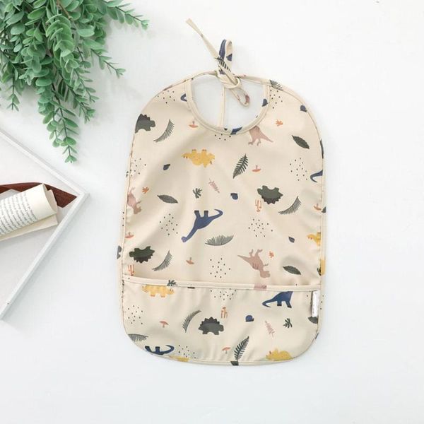 

bibs & burp cloths sleeveless baby bib apron with pocket stuff children feeding adjustable waterproof cute print o1v4