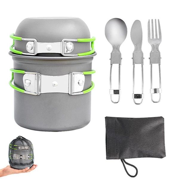 

dinnerware sets camping cookware outdoor cooking set heat cooker travel tableware tourist kitchen pot utensil equipment