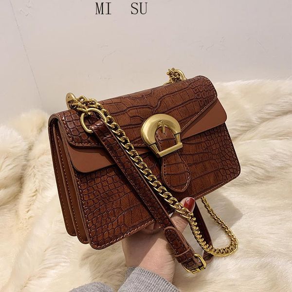 

cross body luxury chain crossbody bags for women 2021 pu leather bag crododile fashion handbag designer hasp hard shoulder