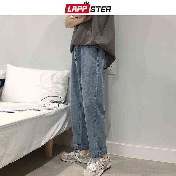 

lappster jean denim ample bleu pour homme sarouel la mode corenne pantalon d't streetwaer hip hop droit 2xl collection 0309, Blue