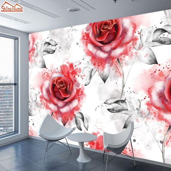 

wallpapers red rose wall papers home decor murals 3d for living room floral nature mural wallpaper roll paper improvement