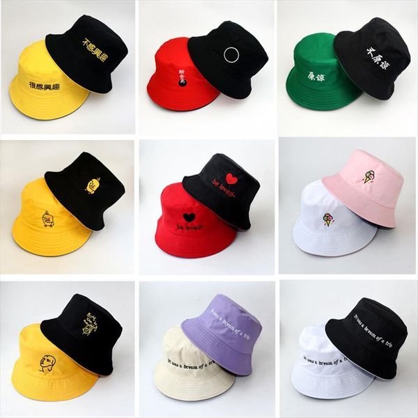 

women bucket hats embroidered double sided fisherman hat korean style solid sell outdoor fishing zz 337 1, Blue;gray