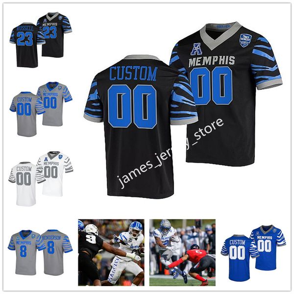 

2022 ncaa memphis tigers football jersey 81 shamar nash 7 grant gunnell 3 roc taylor 33 andrew jones 46 cole mashburn 40 jalil clemons 98 ca, Black