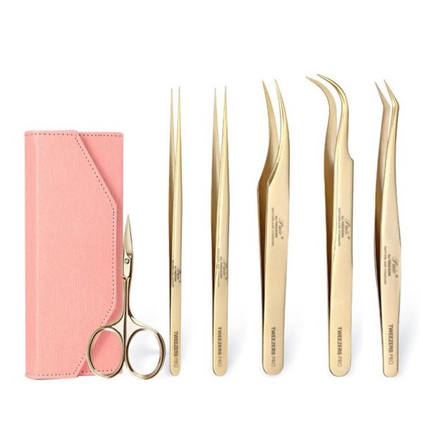 

eyebrow tools & stencils professional makeup eyelash tweezers set, 3d volume extension tweezer fan lash kit