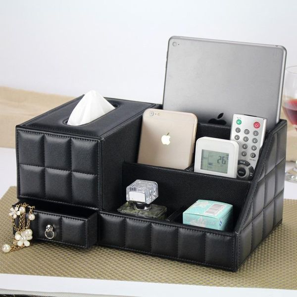 

tissue boxes & napkins european square box napkin holder multi functional pu leather deskpaper storage table decoration wipes case 6zj55