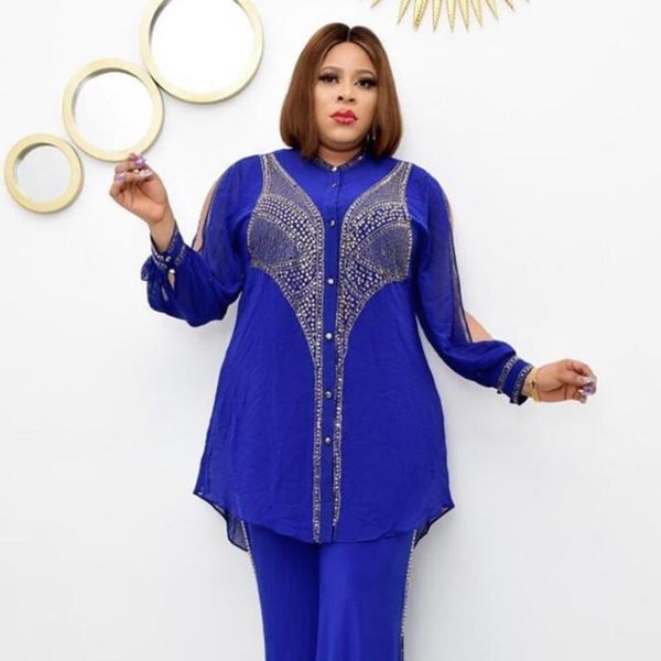 

ethnic clothing autumn 2021 african women long sleeve two pieces sets and pant dashiki clothes, Red