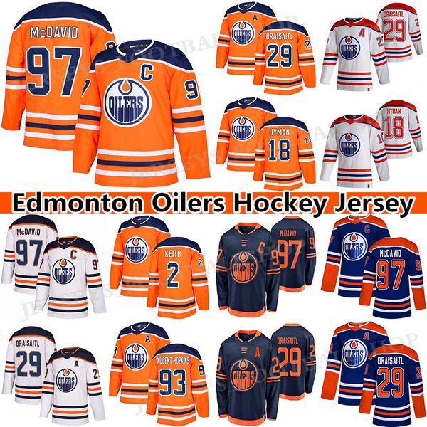 

edmonton oilers jersey 97 connor mcdavid 29 leon draisaitl 18 zach hyman 93 ryan nugent-hopkins 99 wayne gretzky hockey jerseys, Black;red